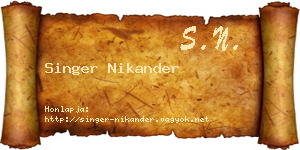 Singer Nikander névjegykártya